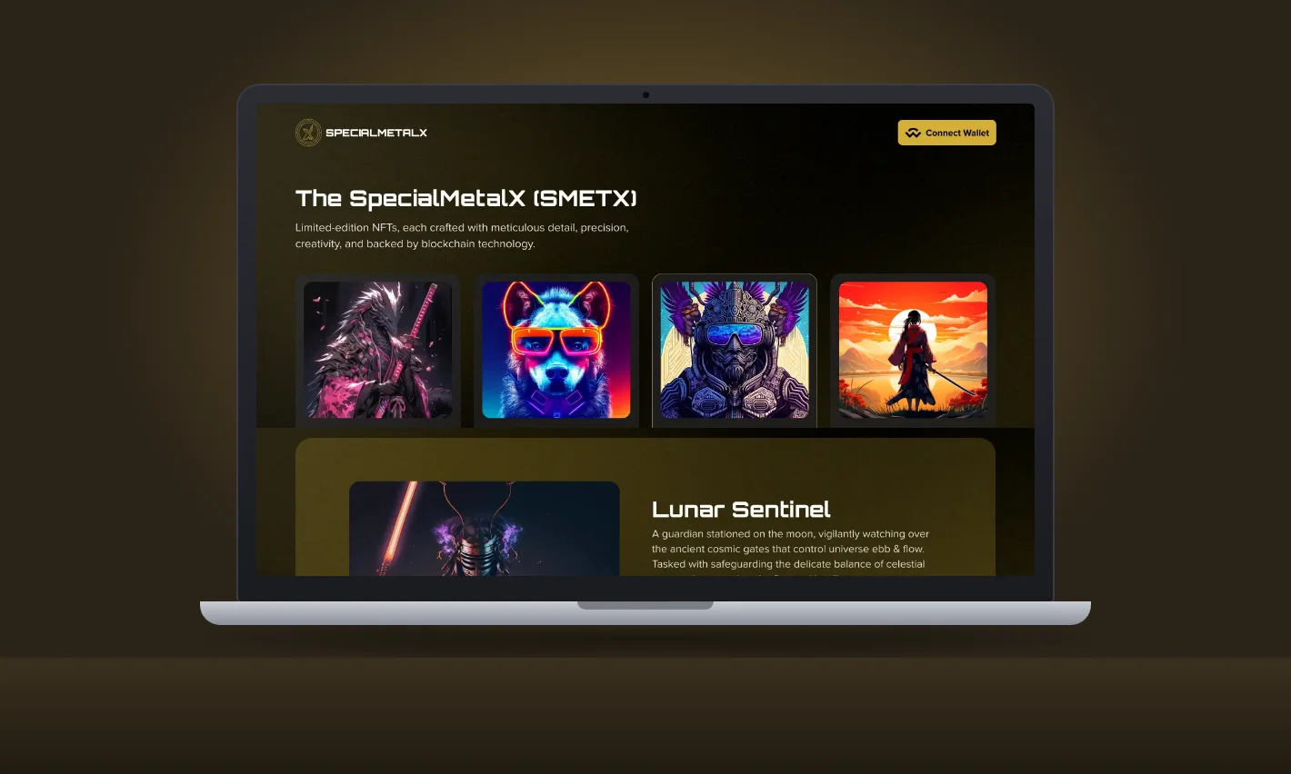 SpecialMetalX SMETX NFT platform, shown on a laptop SpecialMetalX SMETX NFT platform, shown on a laptop